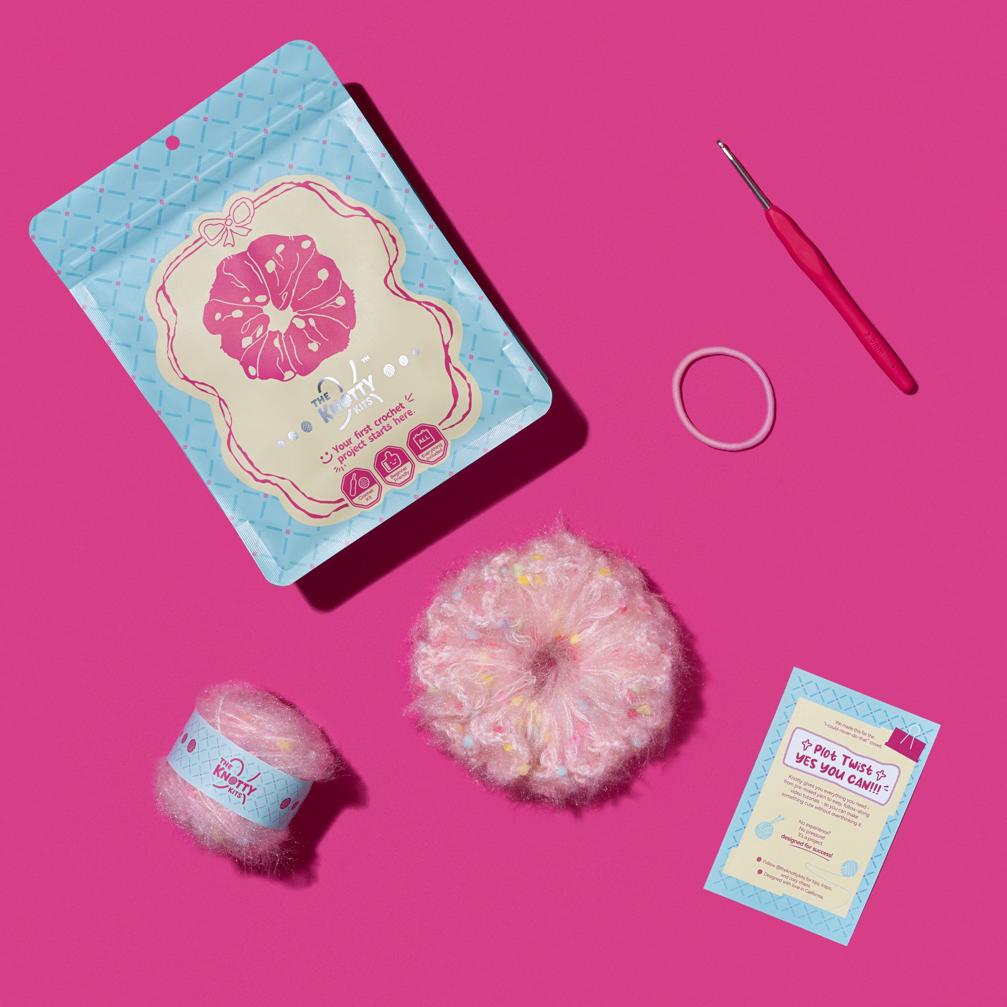 10 *Bubblegum* Pink Crochet Hair Scrunchies Set Bubble Gum Pink Crochet Scrunchie – Soft Pastel Hair Tie  main image 2